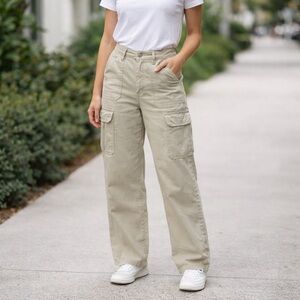 Zara Khaki Utility Cargo Trousers SIZE 4
